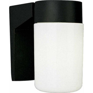 Volume Lighting V8895-5 - Black Outdoor Cylinder Wall Light - White Glass