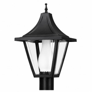 Wave Lighting 612 Vanguard - Black Outdoor Post Top Lantern with Glass Chimney