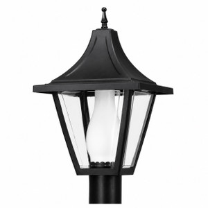 Wave Lighting 612 Vanguard - Black Outdoor Post Top Lantern with Glass Chimney 