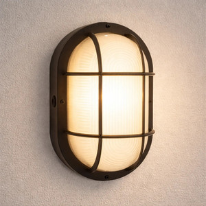 NaturaLED 7024 - 10W LED Oval Bulkhead Cage Wall Light - Black Aluminum 