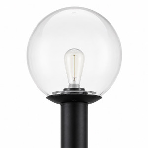 12" Clear Acrylic Globe Post Top Light Fixture - Black Base - Fits 3 Inch Pole