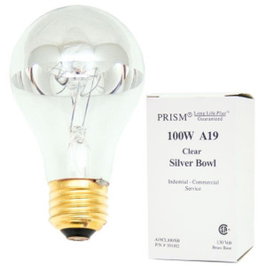 Halco 101182 - A19CL100/SB - A19 Incandescent Silver Bowl Bulb