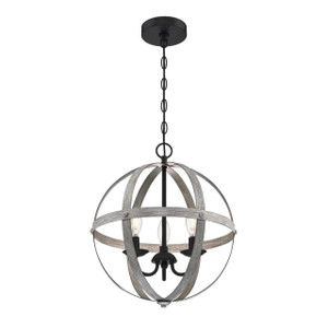 Westinghouse 6110400 - 3-Light Antique Ash Orb Chandelier - 15 in Diameter