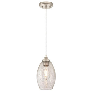 Westinghouse 6105700 - 1-Light Brushed Nickel Mini Pendant - 6-1/4 in Diameter