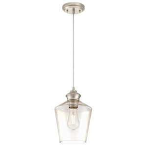 Westinghouse 6106500 - 1-Light Brushed Nickel Mini Pendant - Clear Glass - 8 in Diameter