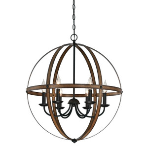 Westinghouse 6333600 - 6-Light Barnwood and Oil Rubbed Bronze Orb Chandelier - 24 in Diameter