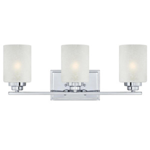 Westinghouse 63438B - 3-Light Chrome Vanity Light - 19-11/16 in Wide - White Linen Glass