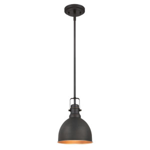 Westinghouse 6345600 - 1-Light Hammered Oil Rubbed Bronze Dome Mini Pendant