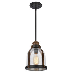 Westinghouse 6356300 - 1-Light Oil Rubbed Bronze and Barnwood Mini Pendant - 8-1/2 in Diameter