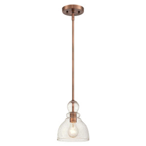 Westinghouse 6356400 - 1-Light Washed Copper Mini Pendant - 7 in Diameter - Clear Seeded Glass