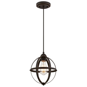 Westinghouse 6361900 - 1-Light Oil Rubbed Bronze Orb Cage Mini Pendant - 9 in Diameter