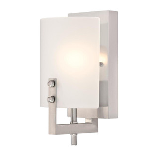 Westinghouse 6369500 - 1-Light Brushed Nickel Wall Sconce - 10-3/4 in High - Frosted Glass