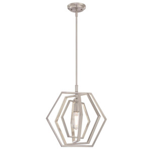 Westinghouse 6369800 - 1-Light Brushed Nickel Geometric Pendant - 15-3/4 in Diameter - Holly