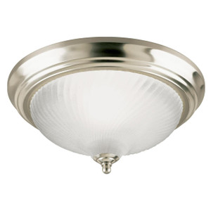 Westinghouse 6430400 - 1-Light Brushed Nickel Flush Mount Ceiling Light - Frosted Swirl Glass