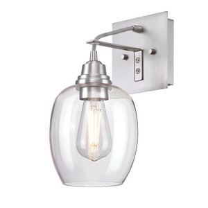 Westinghouse 6574000 - 1-Light Brushed Aluminum Wall Sconce - 12-1/4 in High - Clear Glass