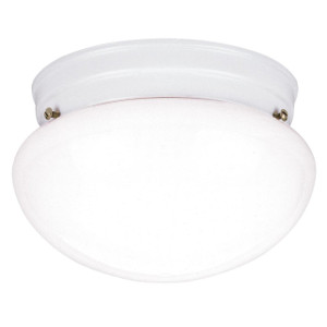Westinghouse 6661100 - 2-Light White Mushroom Flush Mount - 8-3/4 in Diameter - White Glass