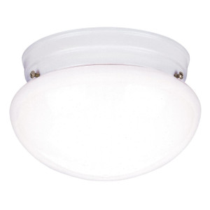 Westinghouse 6669900 - 1-Light White Mushroom Flush Mount - 7-1/4 in Diameter - White Glass