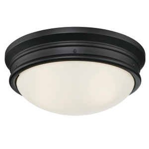 Westinghouse 6578100 - 2-Light Matte Black Outdoor Flush Mount - Meadowbrook - 13 in Diameter
