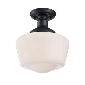 Westinghouse 6578300 - 1-Light Textured Black Schoolhouse Outdoor Semi-Flush Mount
