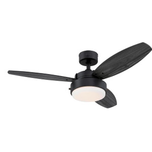 Westinghouse 7305000 - 42 in Matte Black 3-Blade Ceiling Fan with LED Light - Alloy