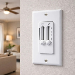 Westinghouse 7787300 - 4-Speed White Dual Slide Ceiling Fan and Light Wall Control