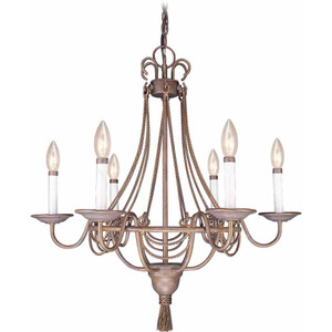 Volume Lighting V2116-22 Prairie Rock Tasseled Rope Hanging Chandelier