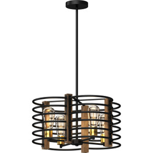 Volume Lighting V6114-10 - Bronze Walnut Drum Cage Pendant Chandelier