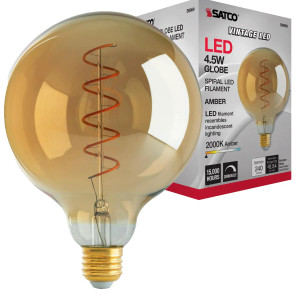 Satco S9969 - LED G40 Spiral Filament Globe - 2000K - Amber Glass