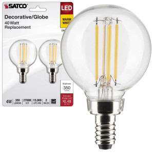 Satco S21810 - 4W LED G16.5 Globe Bulb - 2700K - Dimmable 