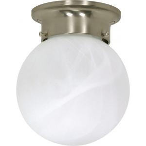  Satco 60-6008 Brushed Nickel Ceiling Mount Light with Alabaster Glass 