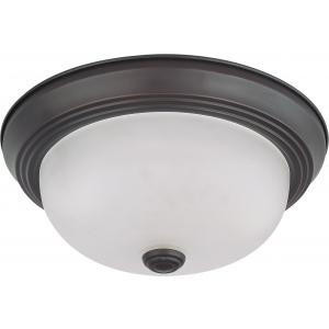  Satco 60-6010 Mahogany Bronze Flush Mount Light with Frosted White Glass 