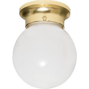  Satco 60-6028 Polished Brass Ceiling Light with White Glass 