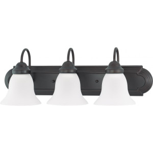 Satco 60-6083 - 3 light Vanity Light - Mahogany Bronze - Frost Bell Glass