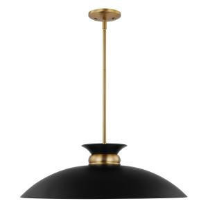  Satco 60-7462 Matte Black Pendant Light with Burnished Brass 