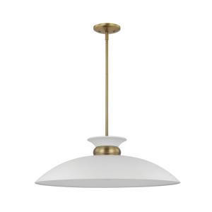  Satco 60-7465 Matte White Pendant Light with Burnished Brass 