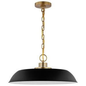  Satco 60-7484 Matte Black Pendant Light with Burnished Brass 