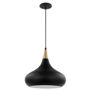  Satco 60-7513 Matte Black Pendant Light with Polished Nickel 