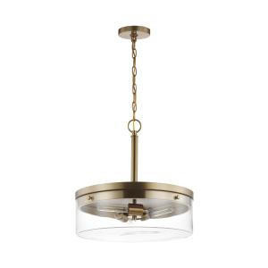  Satco 60-7530 Burnished Brass Pendant Light with Clear Glass 