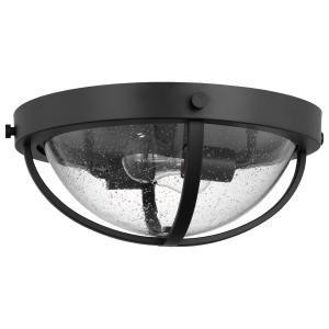  Satco 60-7672 Matte Black Flush-Mount Light with Clear Seeded Glass 