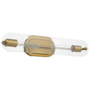  Satco 60-7712 Natural Brass Vanity Light with Clear Beveled Glass 