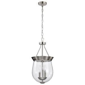  Satco 60-7802 Brushed Nickel Pendant Light with Clear Seeded Glass 