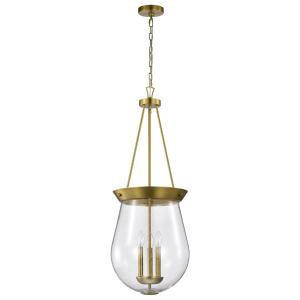  Satco 60-7804 Vintage Brass Pendant Light with Clear Seeded Glass 