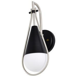  Satco 60-7911 Matte Black Wall Sconce Light with White Opal Glass 