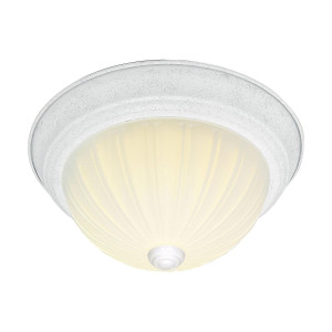  Satco SF76-125 Textured White Flush-Mount with Frosted Melon Glass 