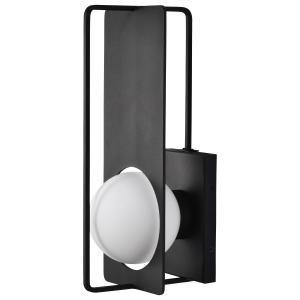  Satco 62-1610 Matte Black Wall Lantern Light with White Opal Glass 