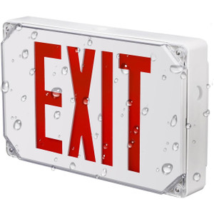 Outdoor Wet Location LED Exit Sign with Battery Backup - IP65 Rated