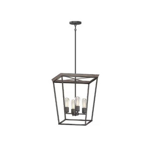 Volume Lighting V7704-84 - Black Walnut Cage Pendant - Candle Style