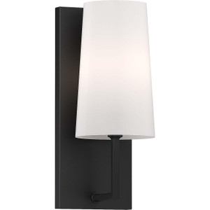 Volume Lighting V4901-5 Black Armed Wall Sconce with Fabric Empire Shade