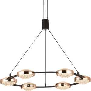 Volume Lighting V3366-98 - Black and Gold Wagon Wheel Pendant