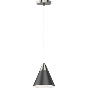 Volume Lighting V2611-49 - Brushed Nickel and Black Cone Pendant
